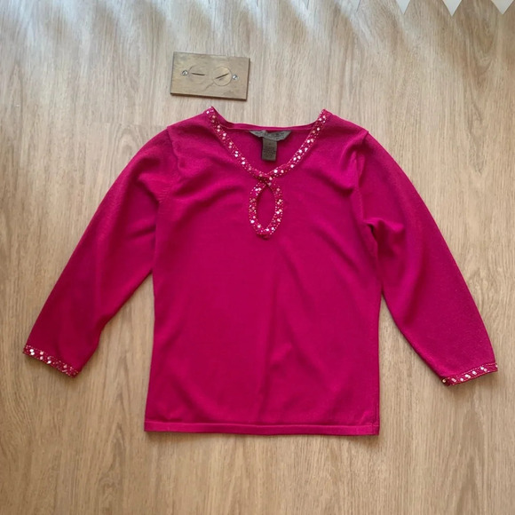 y2k JohnPaulRichard Pink Sequin Top - Picture 1 of 5